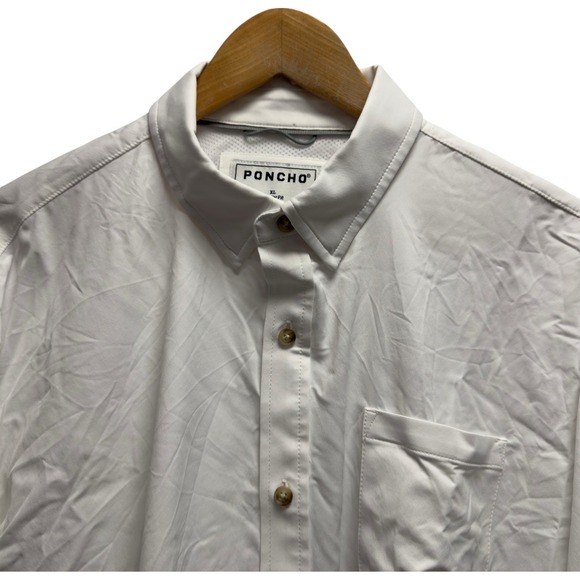 Poncho Men's Sz XL Regular Fit White Performance Outdoor Fishing Nylon Shirt euc - Picture 1 of 5
